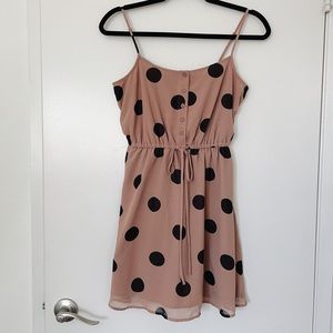 Nude with black dots dress